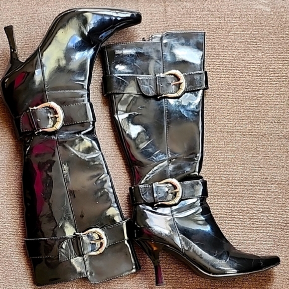 Patent Leather Boots – Size 11 – Stylish & Edgy – Gently Worn - Picture 3 of 7
